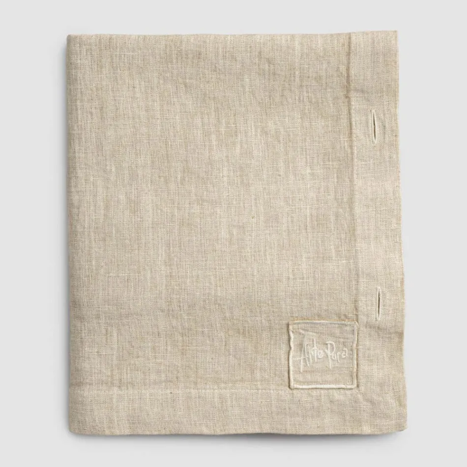 Luxury Modular Colored Linen Tablecloth with Buttonholes and 12 Buttons - Mediterranean Viadurini