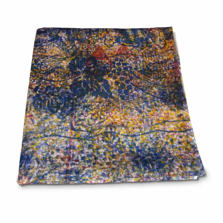 High Quality Italian Crafted Tablecloth in Hand Printed Cotton - Trademarks Viadurini