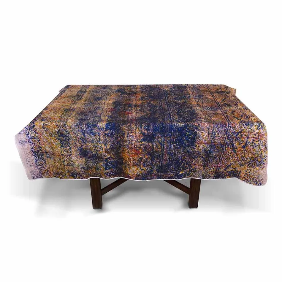 High Quality Italian Crafted Tablecloth in Hand Printed Cotton - Trademarks Viadurini