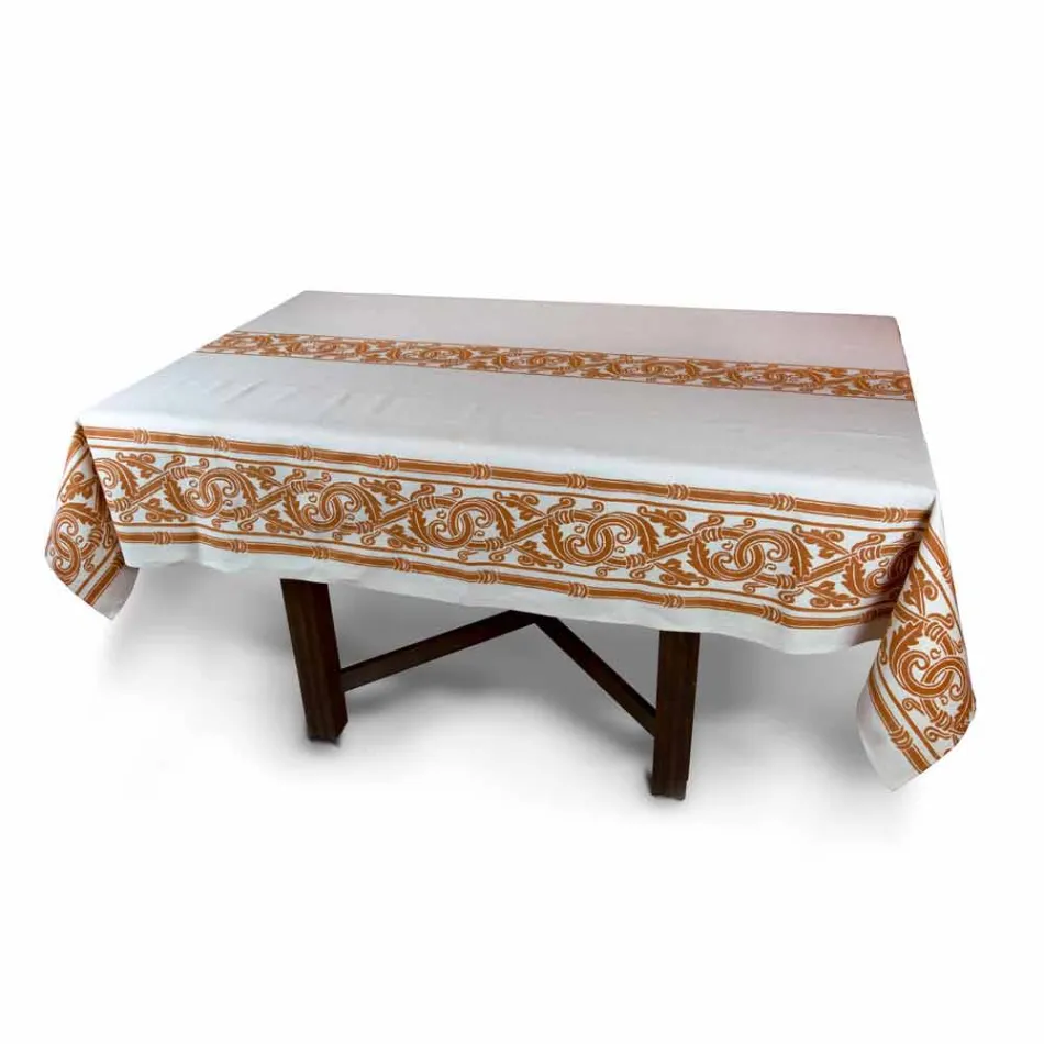 Highly Crafted Italian Printed Cotton and Linen Tablecloth - Brands Viadurini