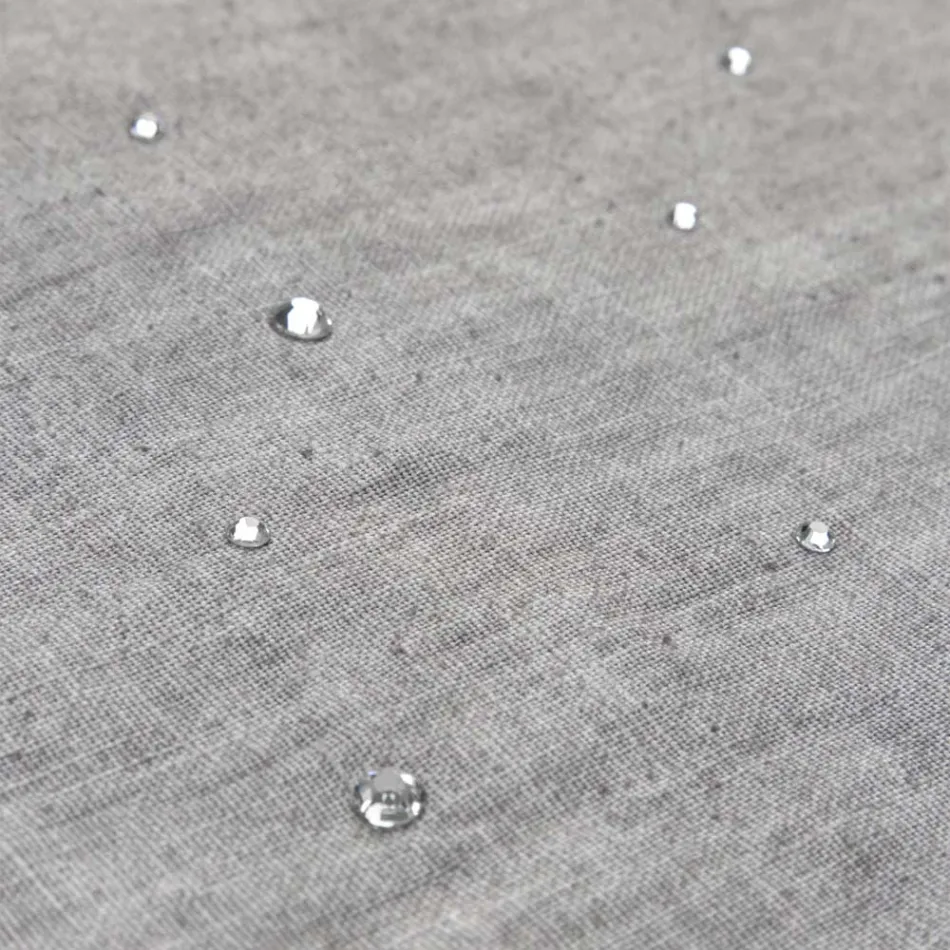 Breakfast Placemats in Grey Linen with Crystals 2 Pieces - Macanno Viadurini