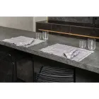 Breakfast Placemats in Grey Linen with Crystals 2 Pieces - Macanno Viadurini