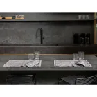 Breakfast Placemats in Grey Linen with Crystals 2 Pieces - Macanno Viadurini