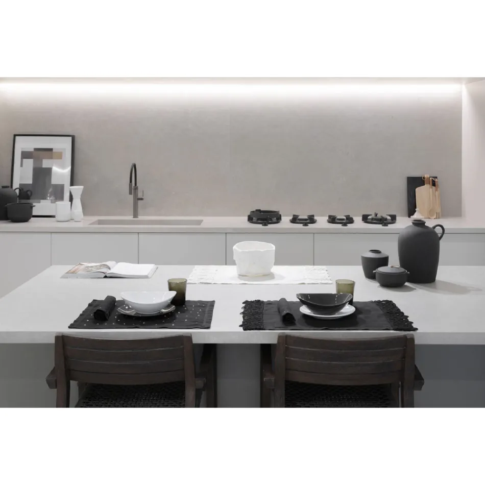 Linen Napkins with Black or Butter Crystals, 6 Pieces Italian Luxury - Prezio Viadurini