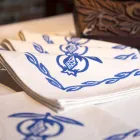 Napkin in Mixed Linen with Hand Print Unique Piece Made in Italy - Brands Viadurini