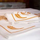 Napkin in Mixed Linen with Hand Print Unique Piece Made in Italy - Brands Viadurini