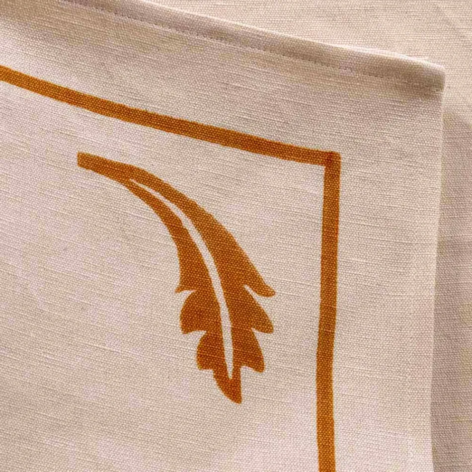 Napkin in Mixed Linen with Hand Print Unique Piece Made in Italy - Brands Viadurini