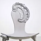 Hand carved throne in solid oak, grey design, Leon Viadurini
