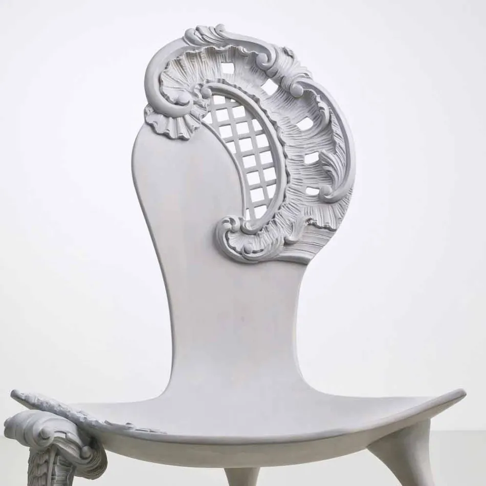 Hand carved throne in solid oak, grey design, Leon Viadurini