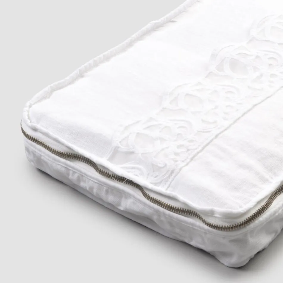 Large Travel Case in Linen with Italian Luxury Sinergia Lace - Randall Viadurini