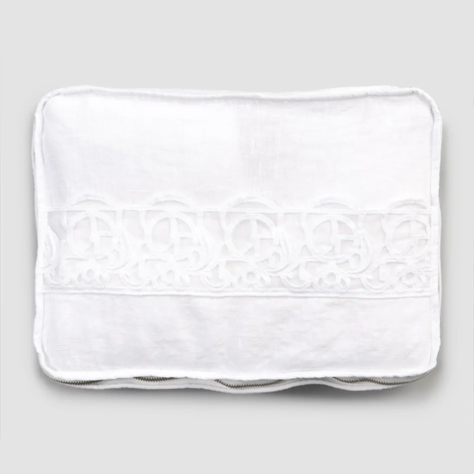 Large Travel Case in Linen with Italian Luxury Sinergia Lace - Randall Viadurini