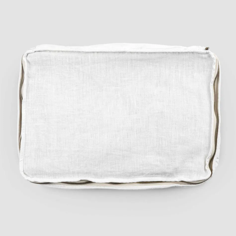 Large Makeup Bag for Women or Travel in Luxury Linen and Cotton - Yeti Viadurini
