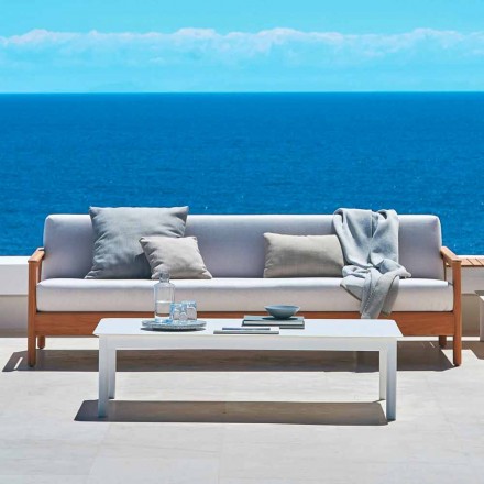 Varaschin Bali modern 3-seat outdoor sofa in solid teak wood Viadurini