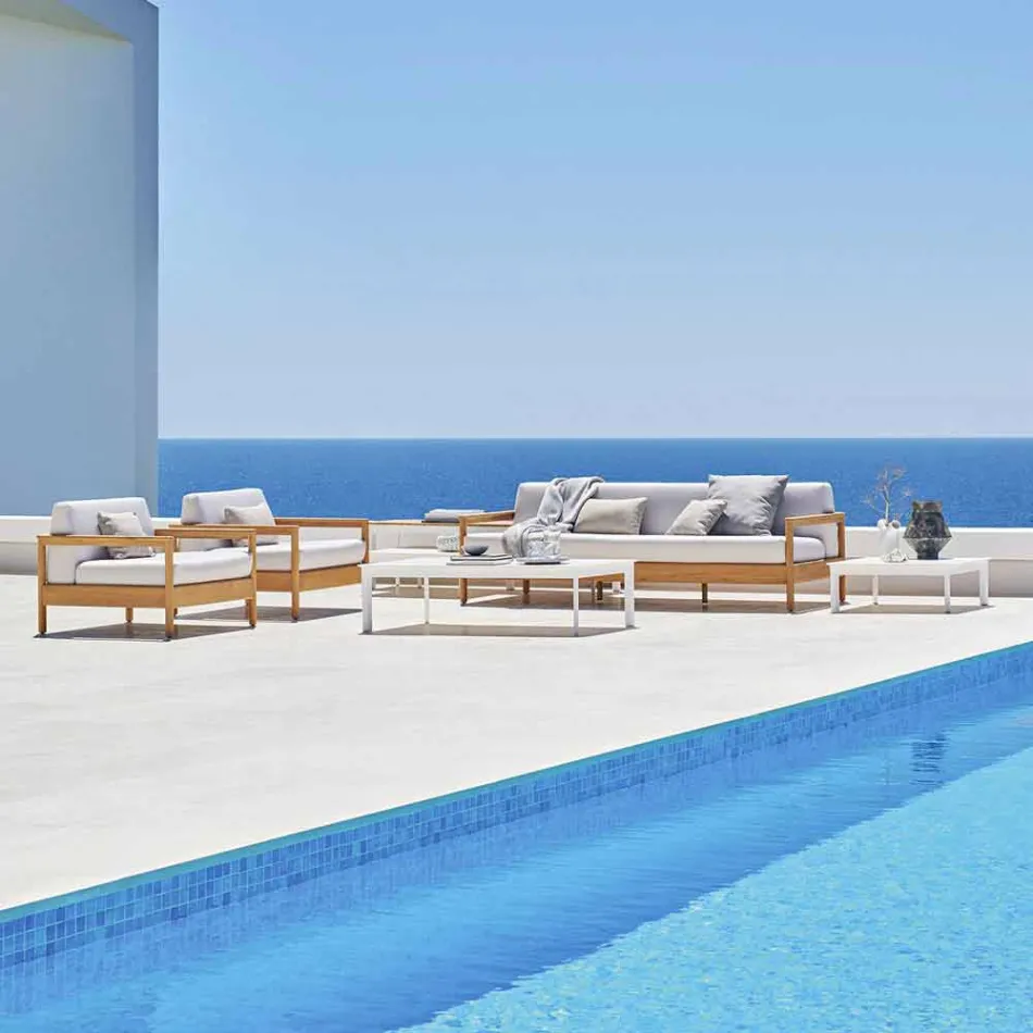 Varaschin Bali modern 3-seat outdoor sofa in solid teak wood Viadurini