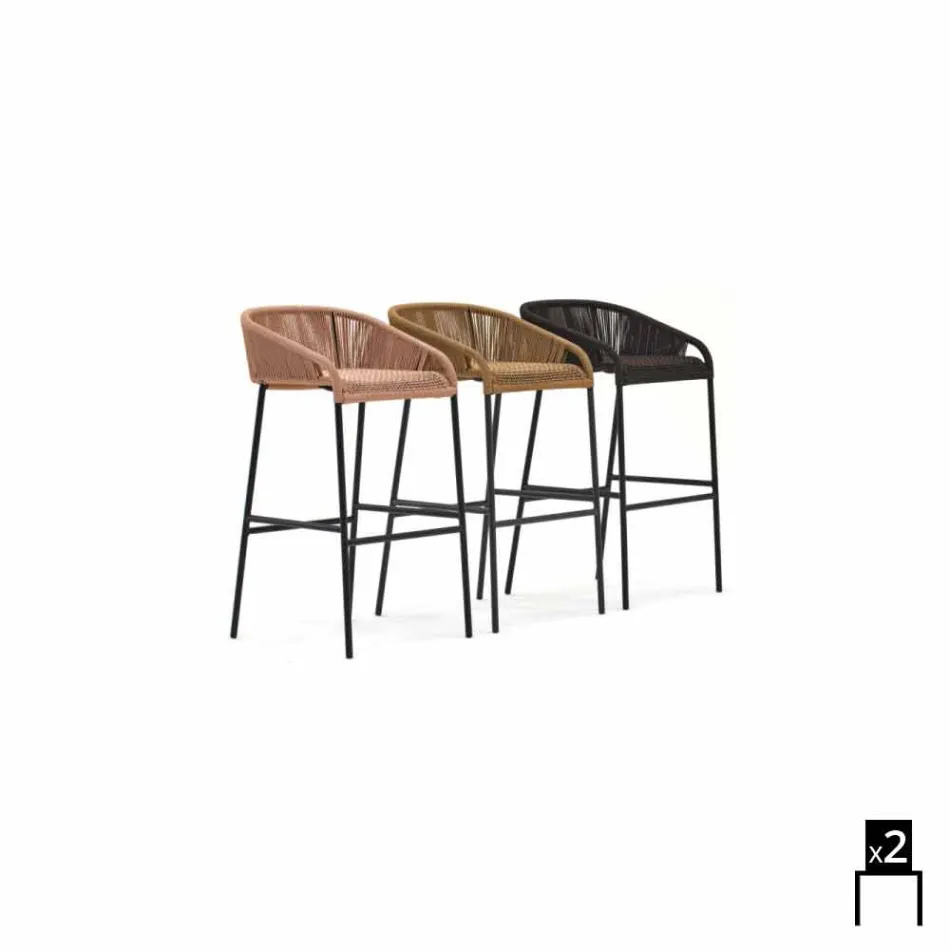 Varaschin Cricket contemporary garden design stool, 2 pieces Viadurini