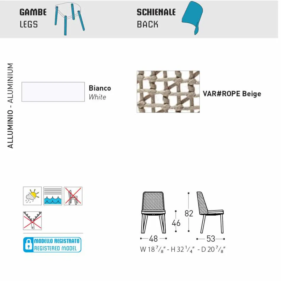 Varaschin Emma design outdoor chair in fabric and aluminium Viadurini
