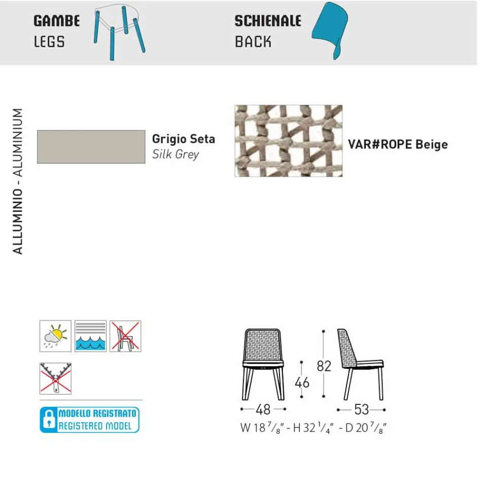 Varaschin Emma design garden chair in fabric and aluminium Viadurini