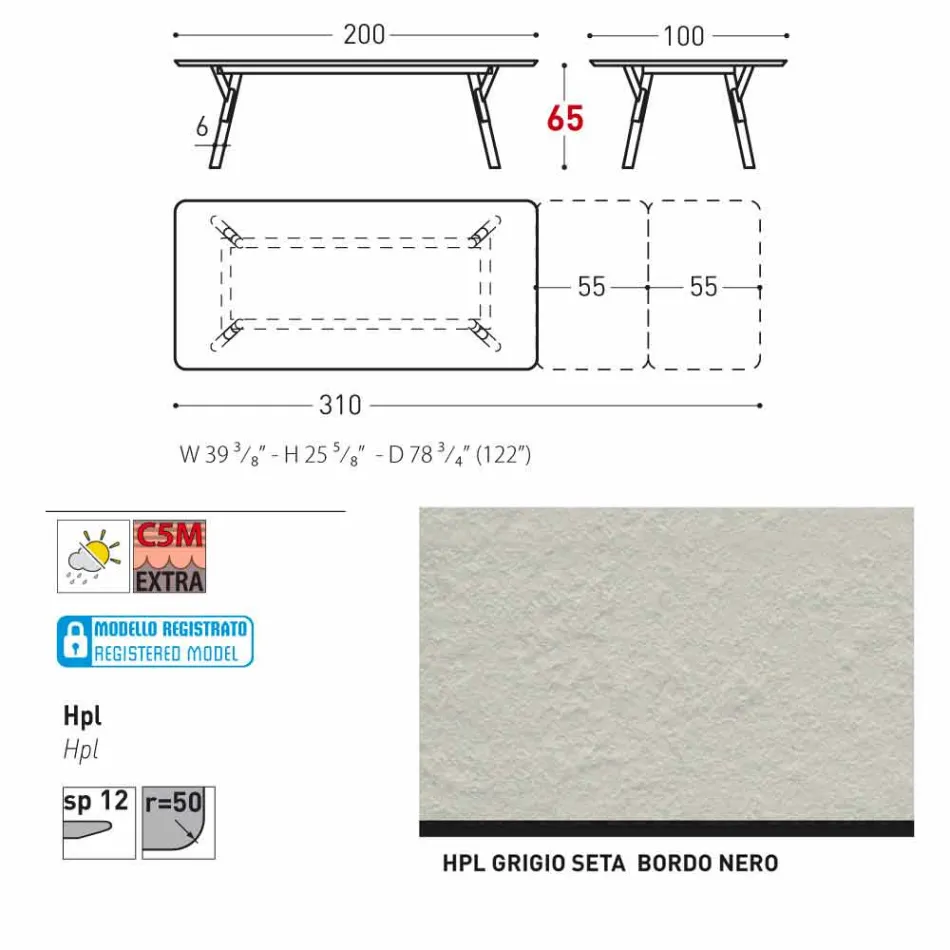 Varaschin Link extending garden table with teak legs, H65 cm Viadurini