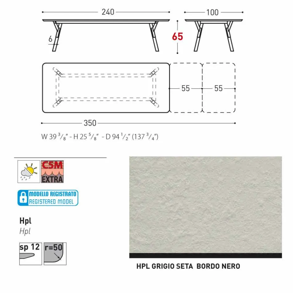Varaschin Link extending garden table with teak legs, H65 cm Viadurini