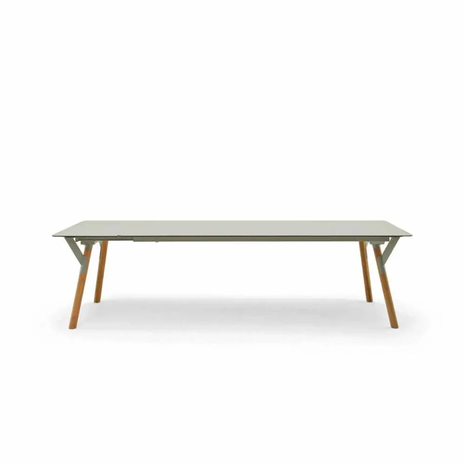 Varaschin Link extending garden table with teak legs, H65 cm Viadurini