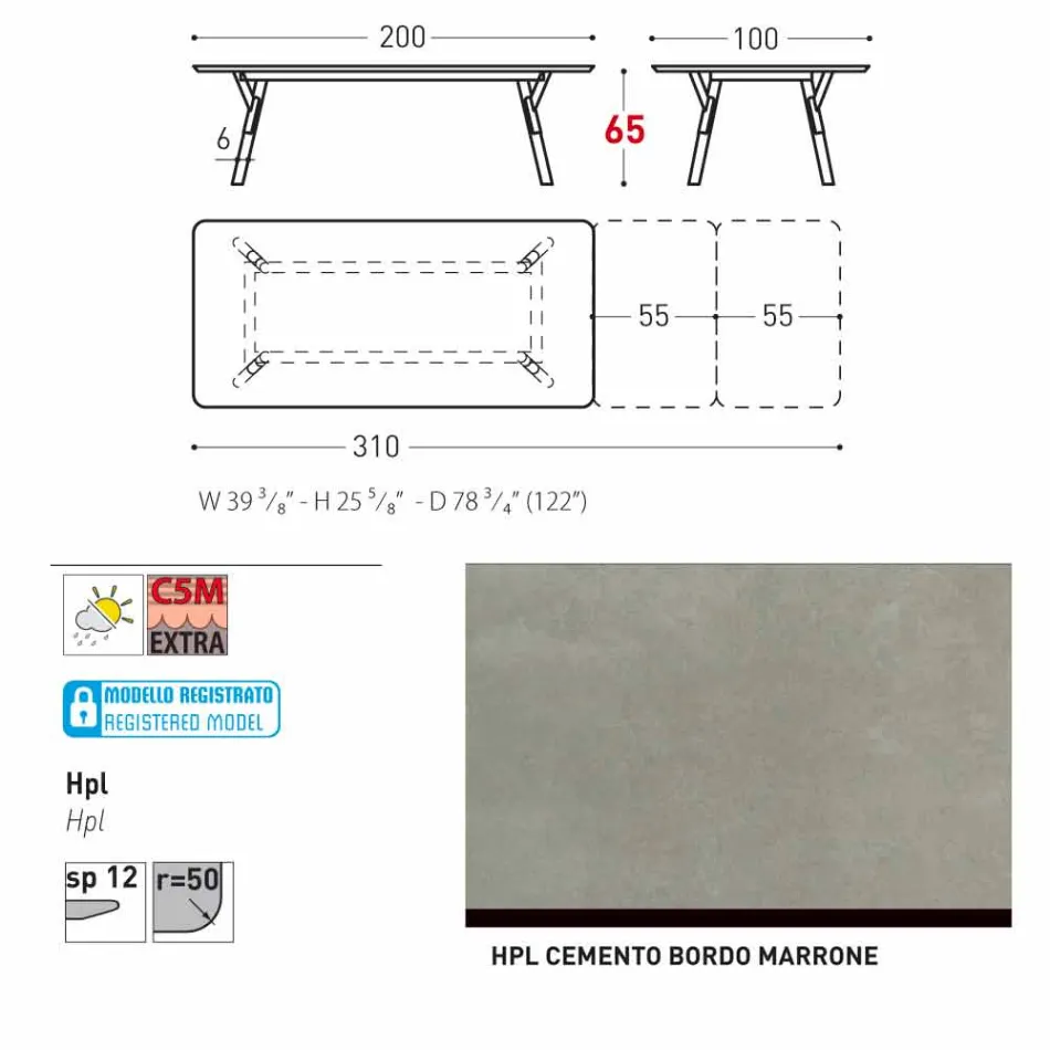 Varaschin Link extending garden table H 65 cm, up to 350 cm Viadurini