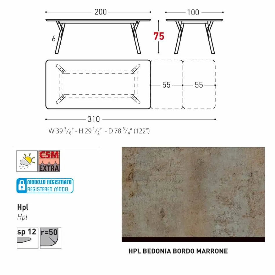 Varaschin Link extensible garden table with teak legs, H75 cm Viadurini