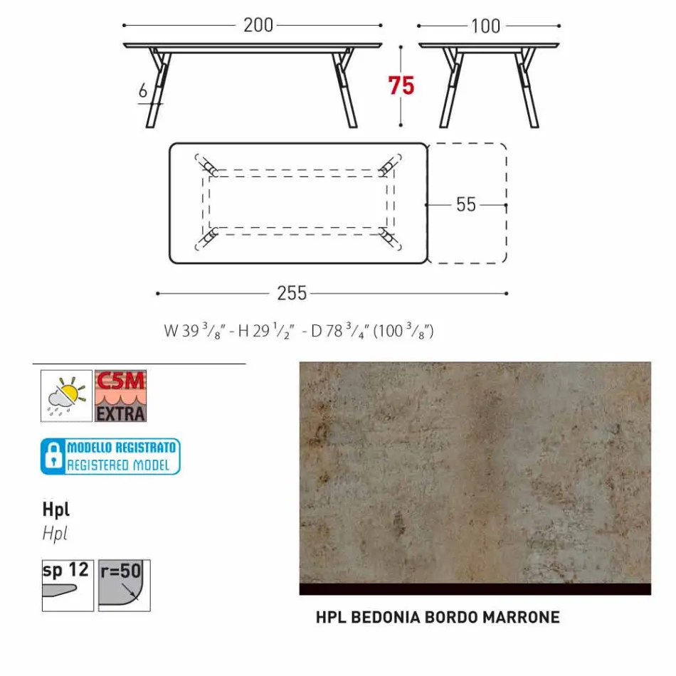 Varaschin Link extensible garden table with teak legs, H75 cm Viadurini