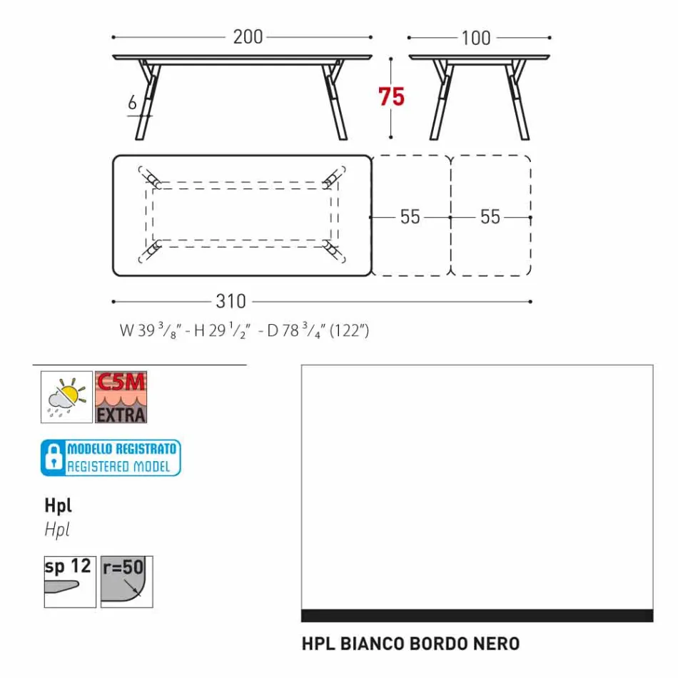 Varaschin Link extensible garden table with teak legs, H75 cm Viadurini