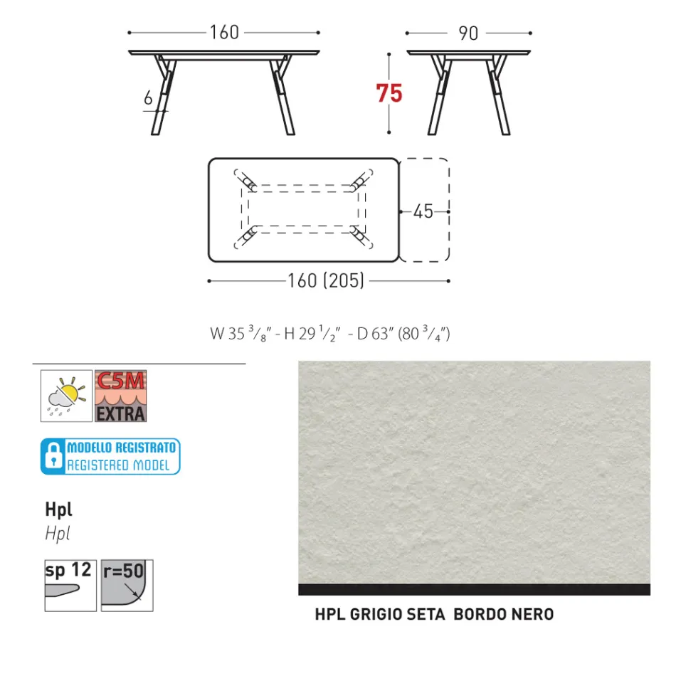 Varaschin Link modern design extendable garden table, H 73.2 cm Viadurini