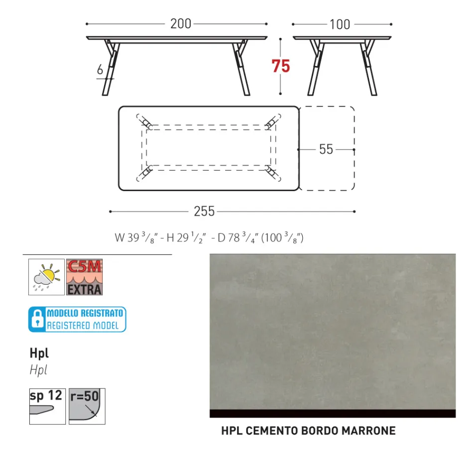 Varaschin Link modern design extendable garden table, H 73.2 cm Viadurini