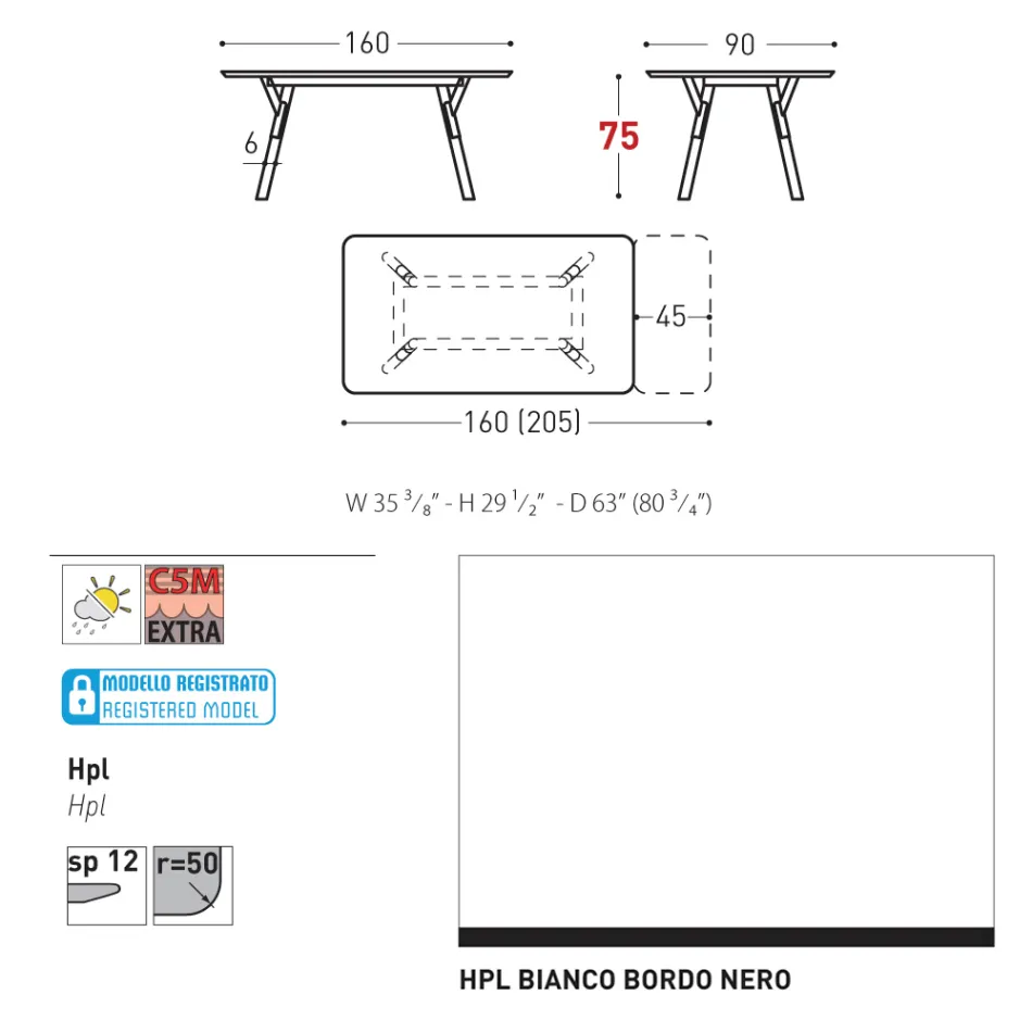 Varaschin Link modern design extendable garden table, H 73.2 cm Viadurini