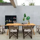 Varaschin Link garden table with teak wood legs, H 65 cm Viadurini