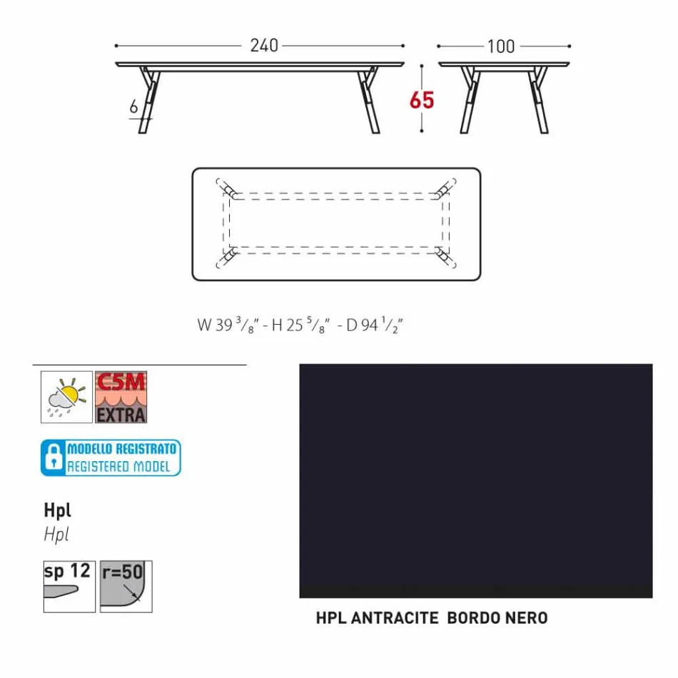 Varaschin Link garden table with teak wood legs, H 65 cm Viadurini