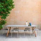 Varaschin Link garden table with teak wood legs, H 75 cm Viadurini