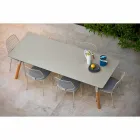 Varaschin Link garden table with teak wood legs, H 75 cm Viadurini