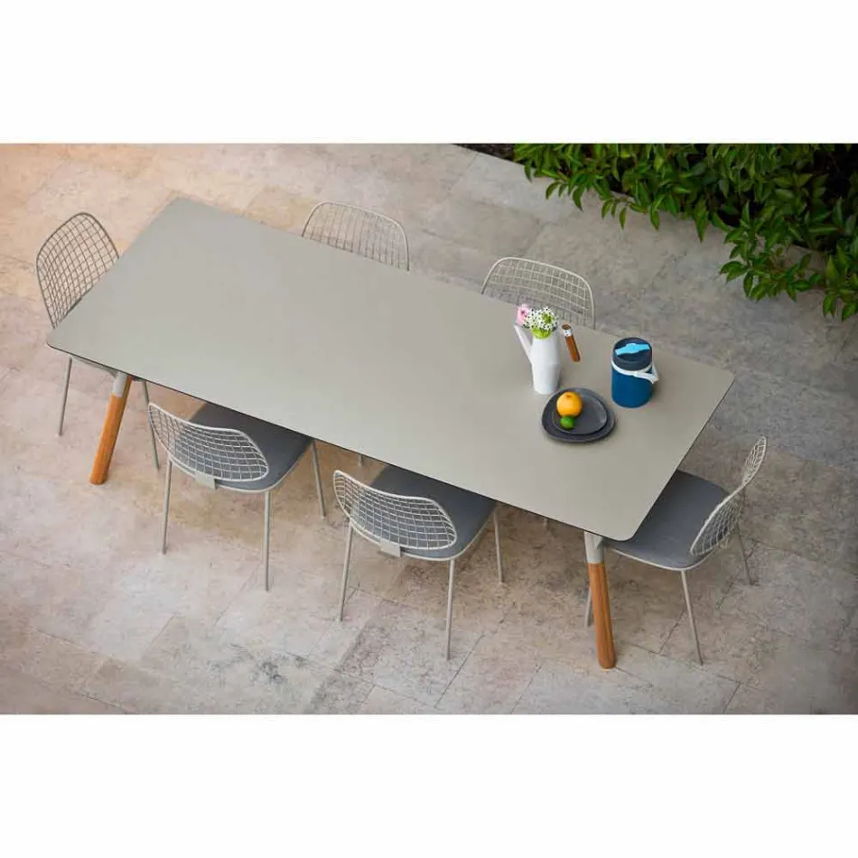 Varaschin Link garden table with teak wood legs, H 75 cm Viadurini