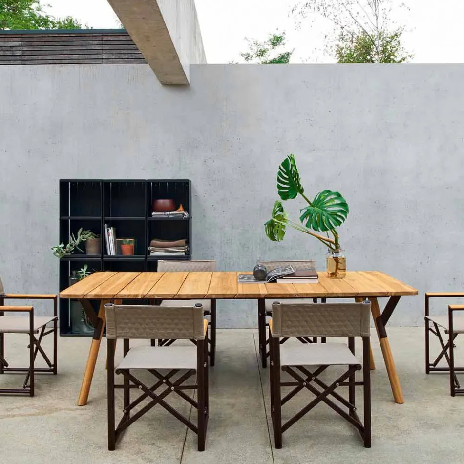 Varaschin Link teak wood garden dining table H 75 cm Viadurini