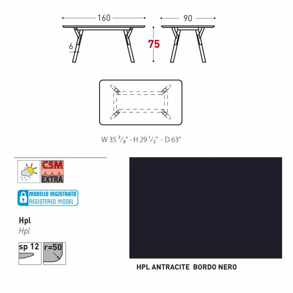 Varaschin Link garden or indoor dining table H 75 cm Viadurini