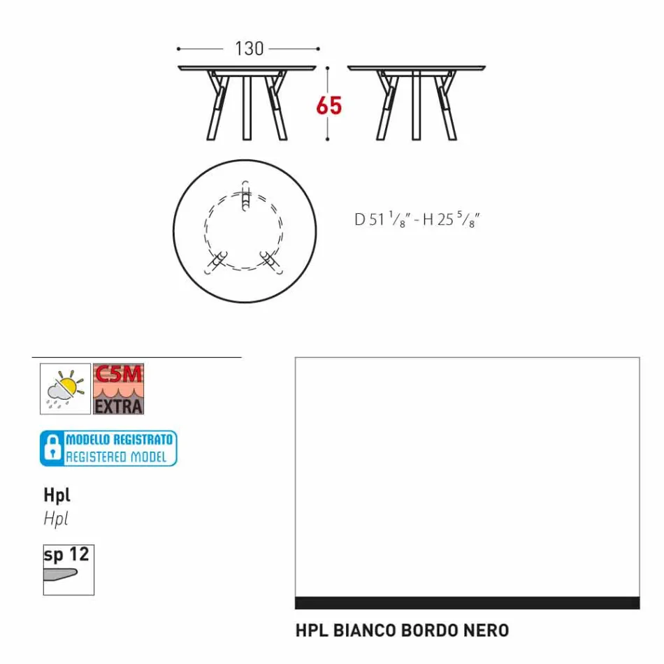 Varaschin Link round outdoor table with teak legs, H 65cm Viadurini