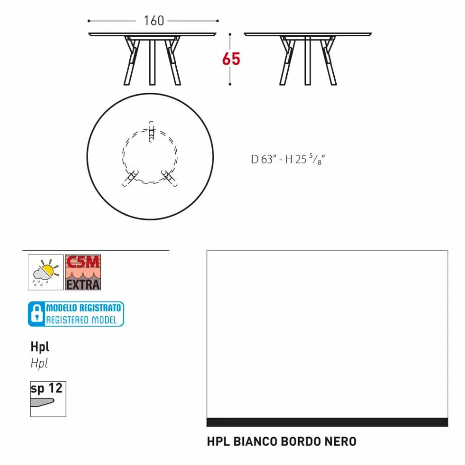 Varaschin Link round outdoor table / interior design, H 65 cm Viadurini