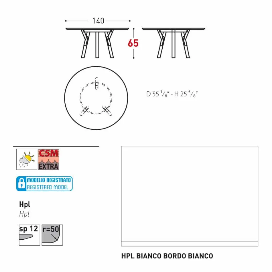 Varaschin Link round outdoor table / interior design, H 65 cm Viadurini