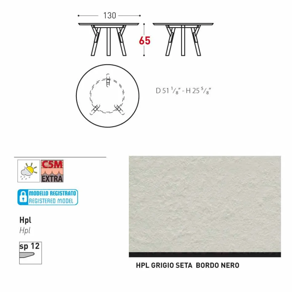 Varaschin Link round outdoor table / interior design, H 65 cm Viadurini