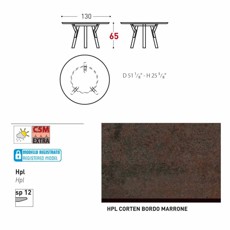 Varaschin Link round outdoor table / interior design, H 65 cm Viadurini