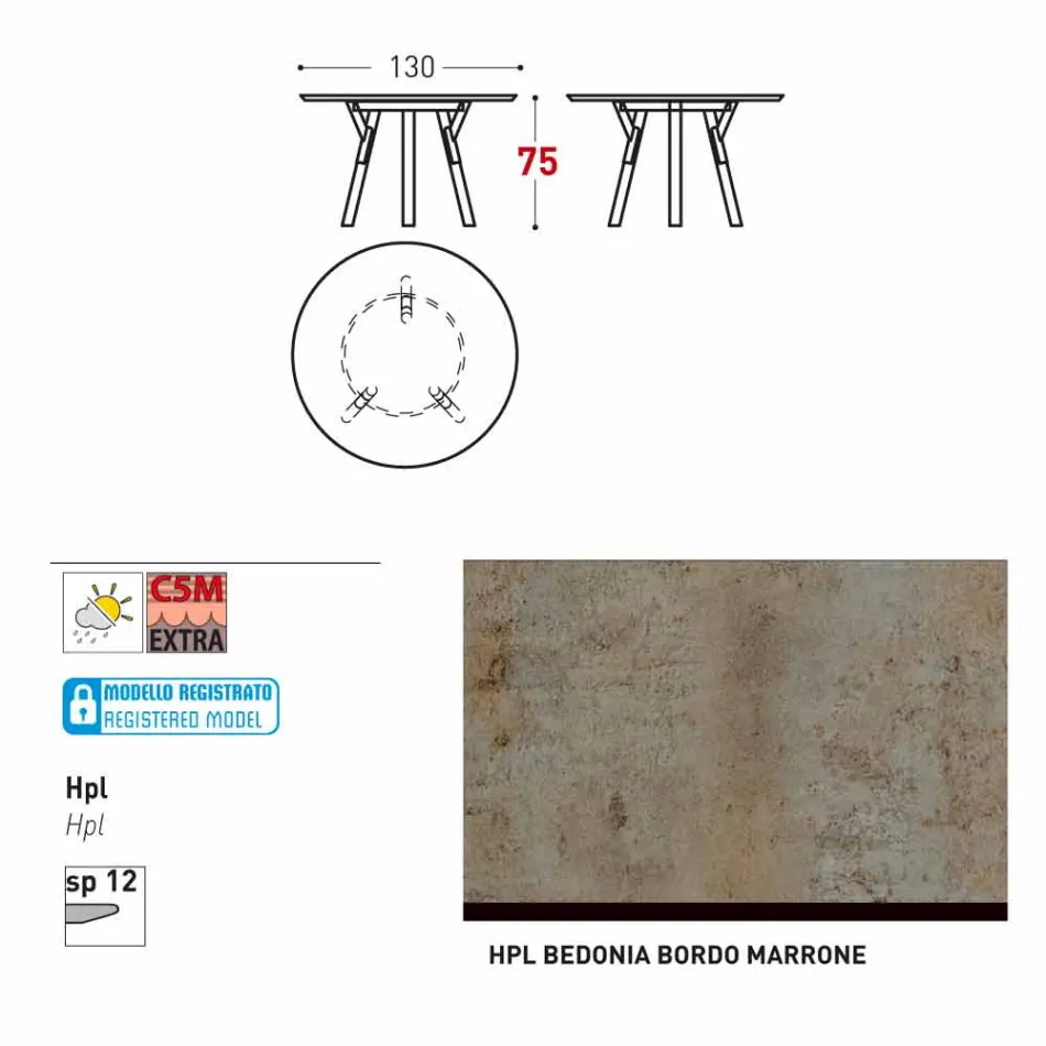 Varaschin Link round garden table with teak legs, H 75cm Viadurini