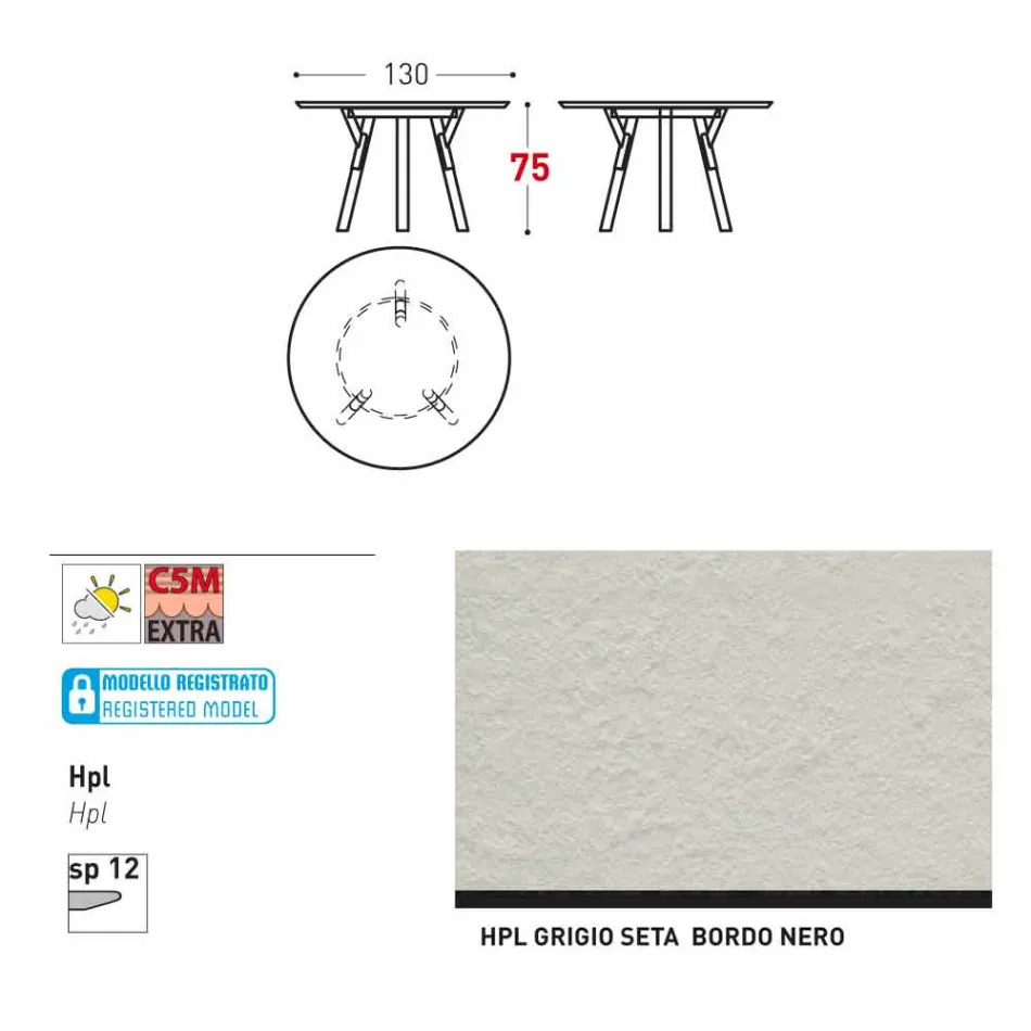 Varaschin Link contemporary garden round table, H 75 cm Viadurini