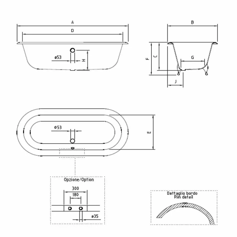 Vintage Design Freestanding Bathtub in Cast Iron, Made in Italy - Naima Viadurini