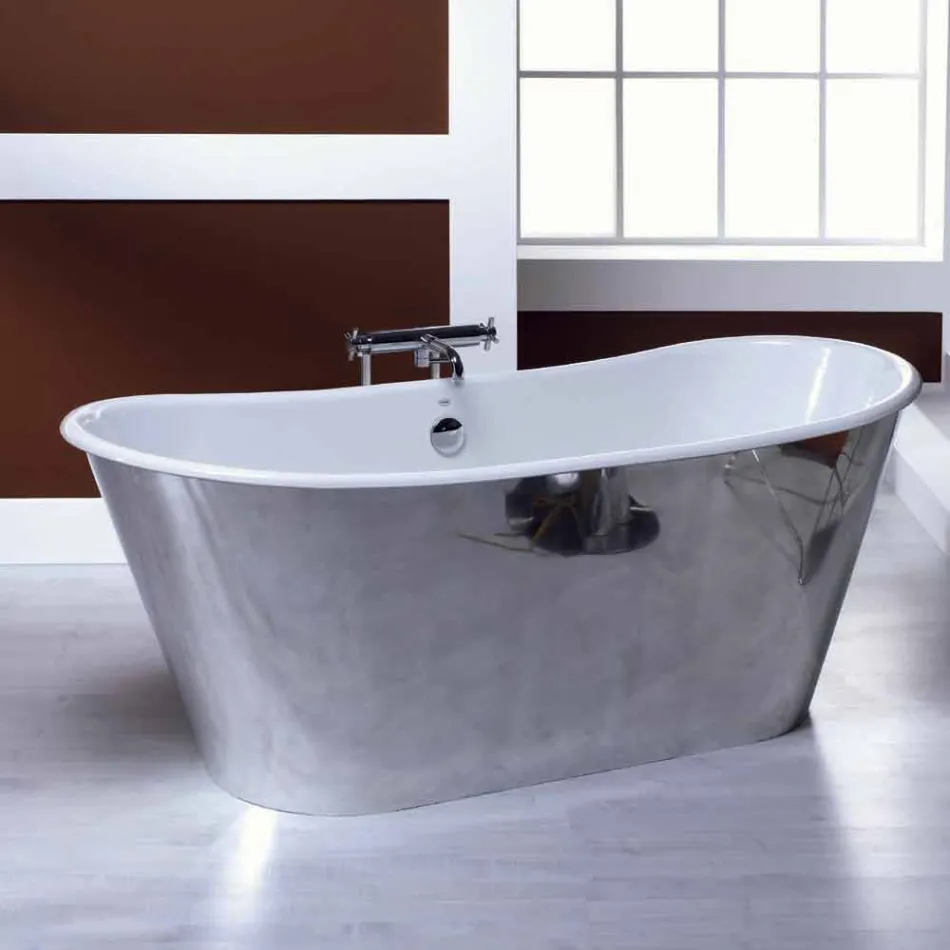 Bathtub freestanding plated cast aluminium Ida Viadurini