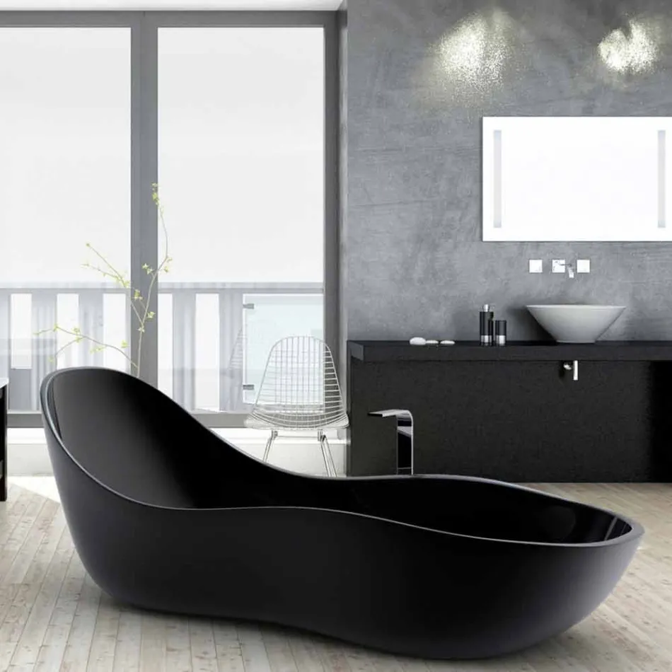 Bathtub freestanding lacquered, modern design, Wave Viadurini