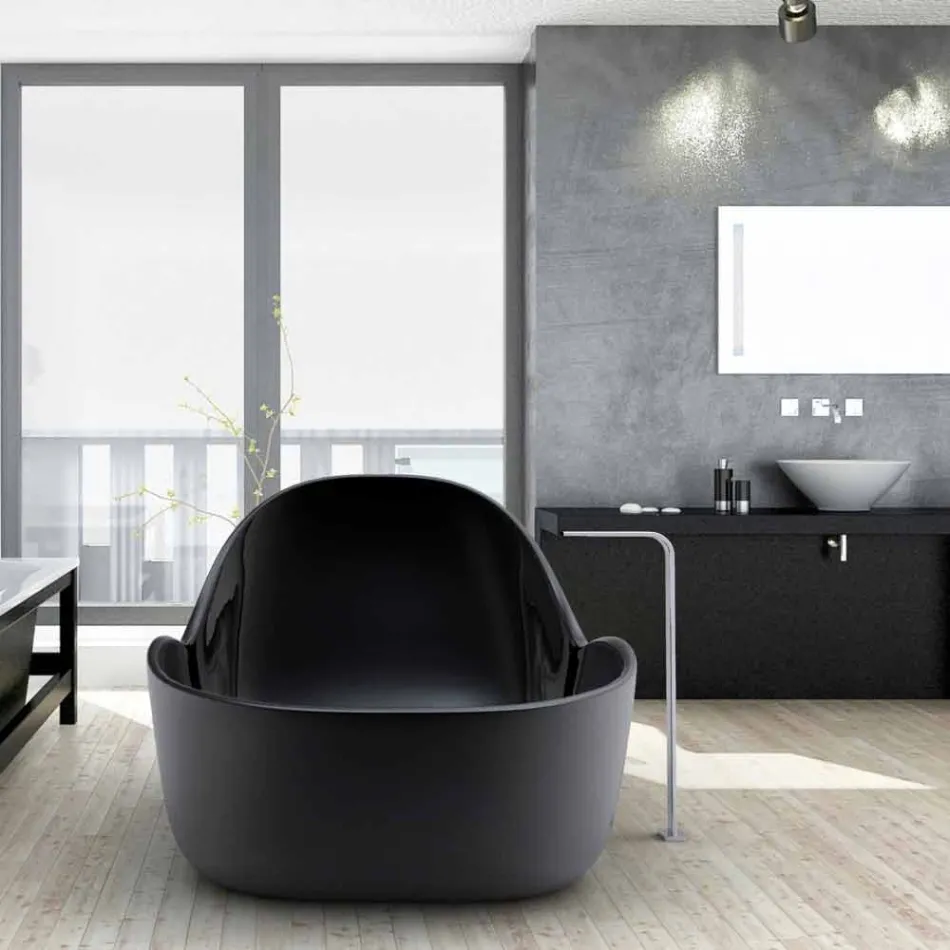 Bathtub freestanding lacquered, modern design, Wave Viadurini