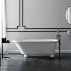 Matt White Solid Surface Bathtub with Feet - Degrees Viadurini